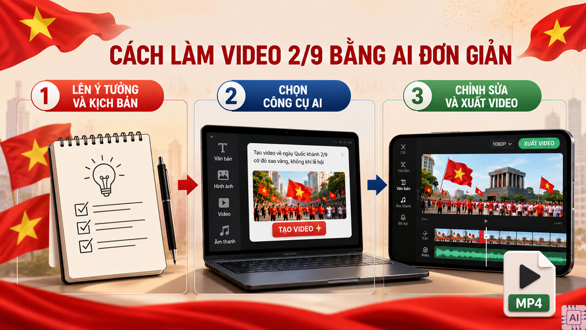 Cách làm video 2/9 bằng AI -  Chỉnh sửa và xuất video