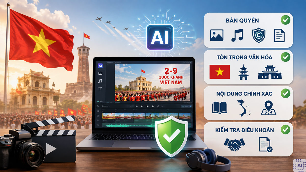 Cách làm video 2/9 bằng AI và lưu ý về bản quyền