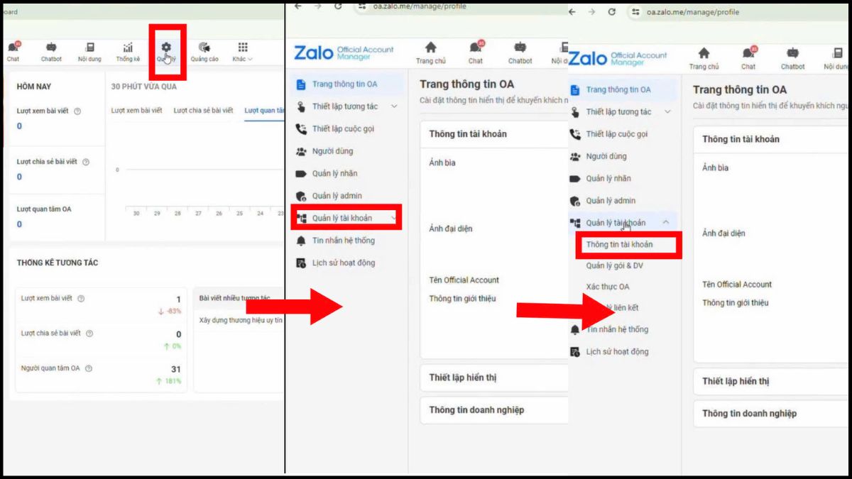 Cách lấy link Zalo OA - Đăng ký URL tùy biến bước 2