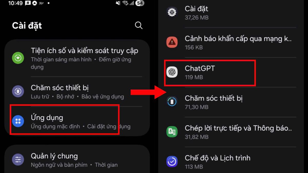 Cách tải ảnh từ ChatGPT về điện thoại - Cấp quyền truy cập bộ nhớ trên Android bước 1