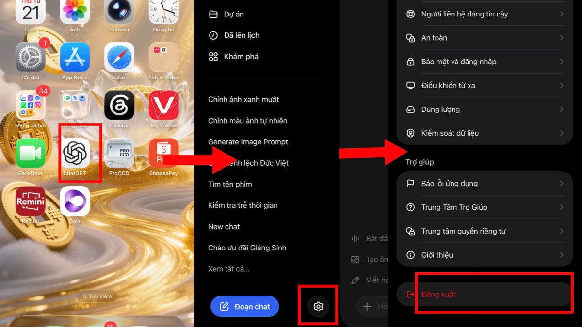 Cách tải ảnh từ ChatGPT về điện thoại - Xóa bộ nhớ đêm trên iOS bước 1