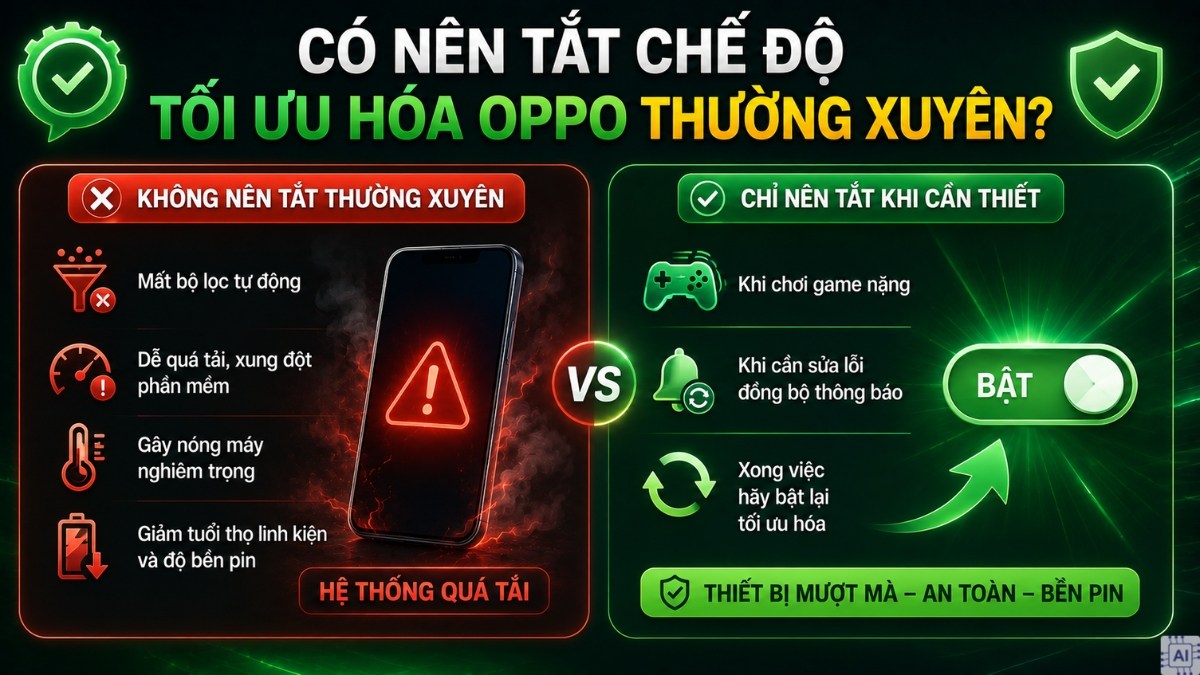 Cách tắt chế độ tối ưu hóa trên OPPO - Có nên áp dụng thường xuyên