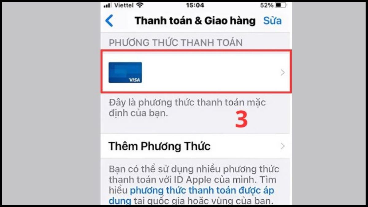 Cách gỡ phương thức thanh toán trên iPhone bước 2