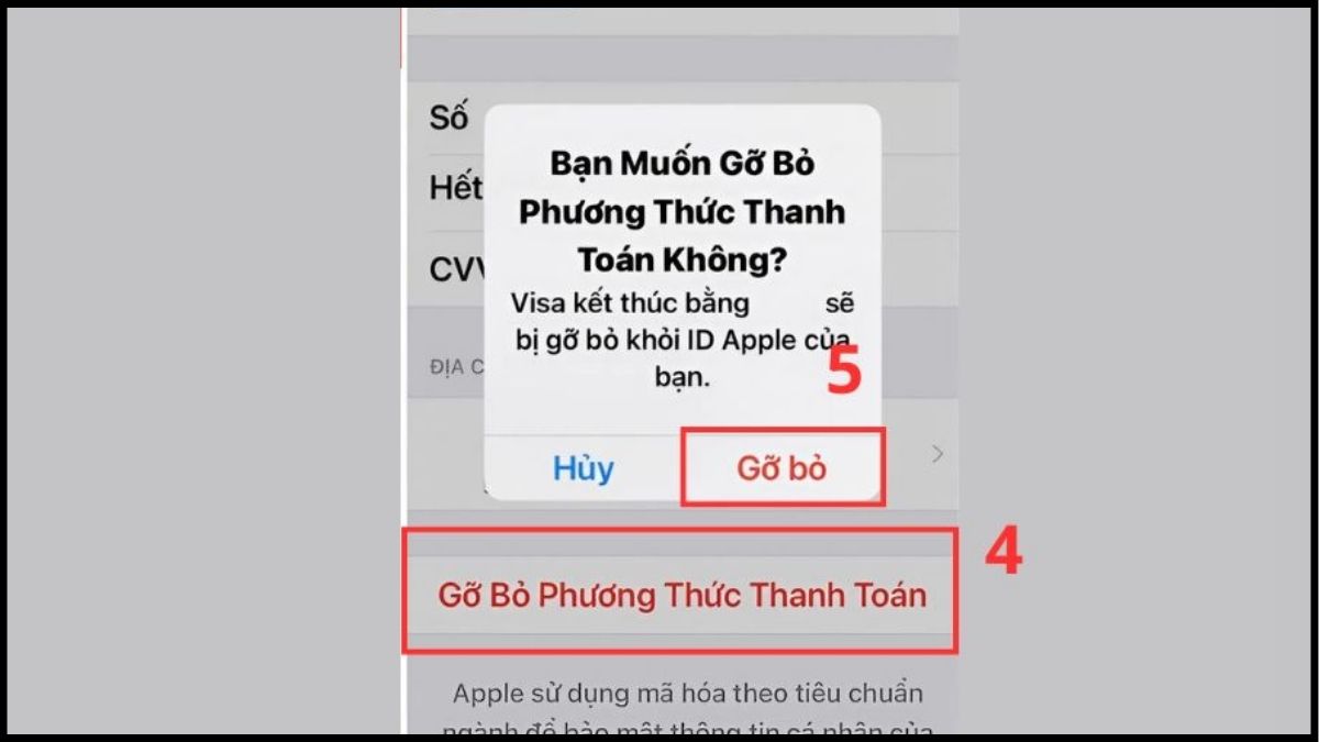 Cách gỡ phương thức thanh toán trên iPhone bước 3