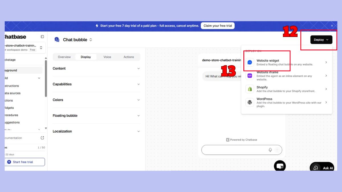 Cách tích hợp ChatGPT vào website bằng công cụ No code bước 9