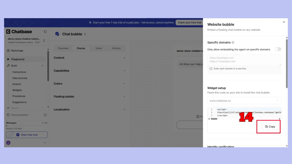 Cách tích hợp ChatGPT vào website bằng công cụ No code bước 10