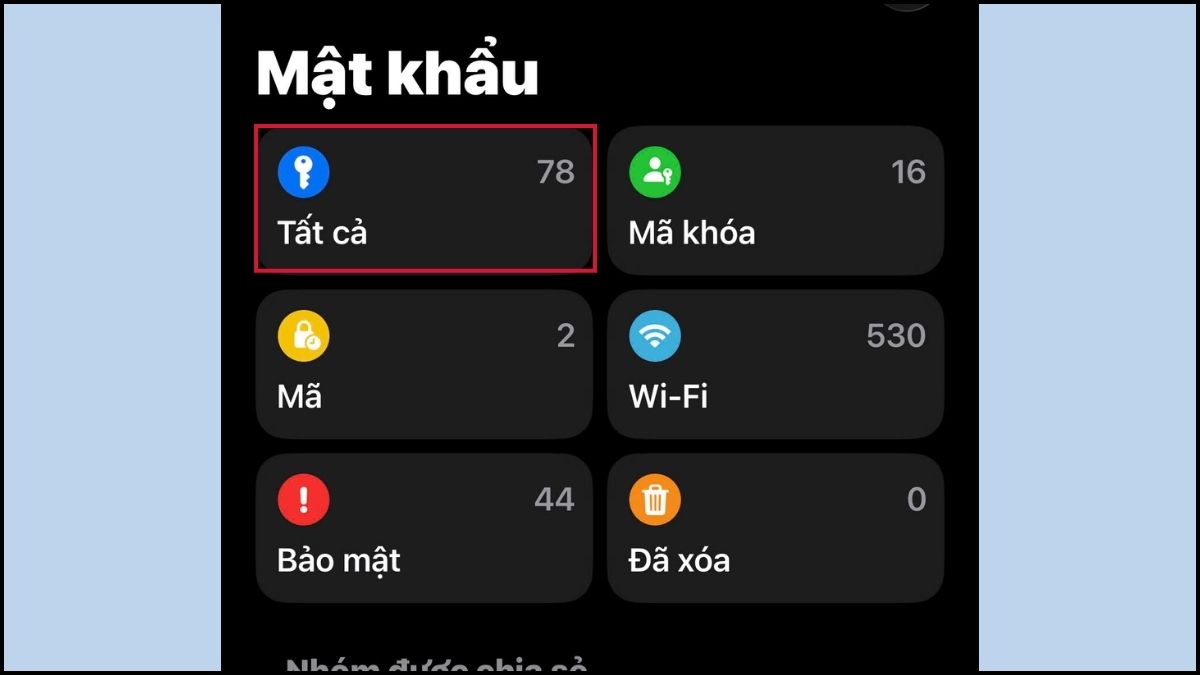 Cách xem mật khẩu đã lưu trên iPhone qua ứng dụng Mật khẩu bước 2