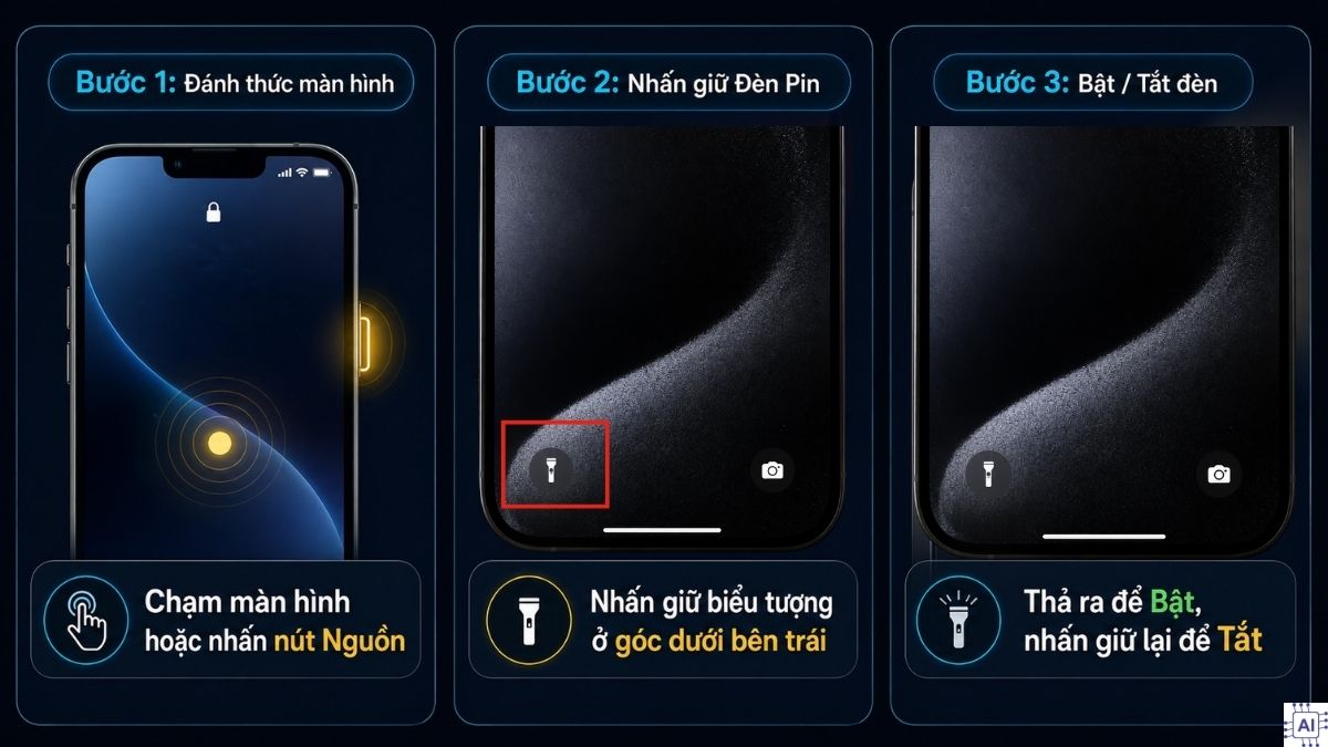 Cách cài đặt đèn pin iPhone từ Màn hình khóa