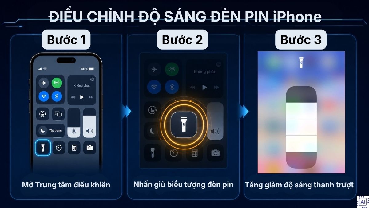 Cách cài đặt đèn pin iPhone - Chỉnh độ sáng