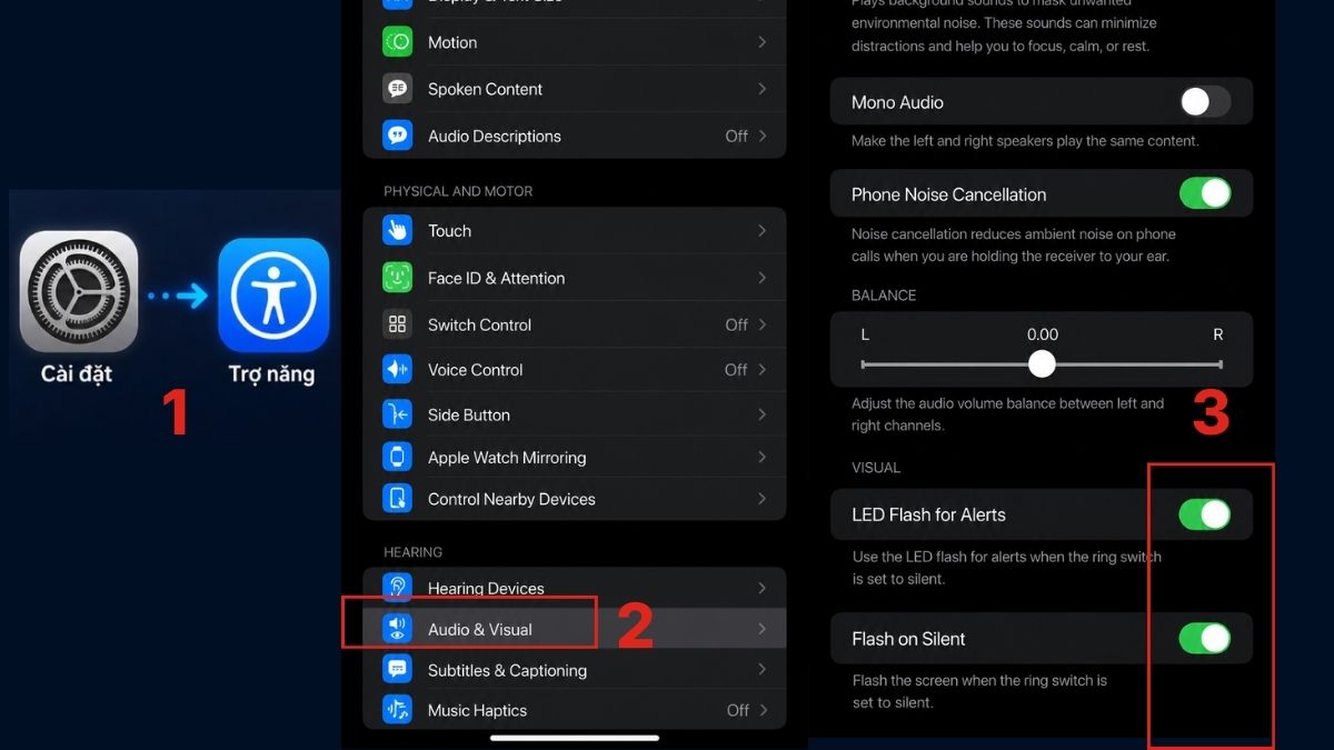 Cách cài đặt đèn pin iPhone - Bật flash khi có cuộc gọi