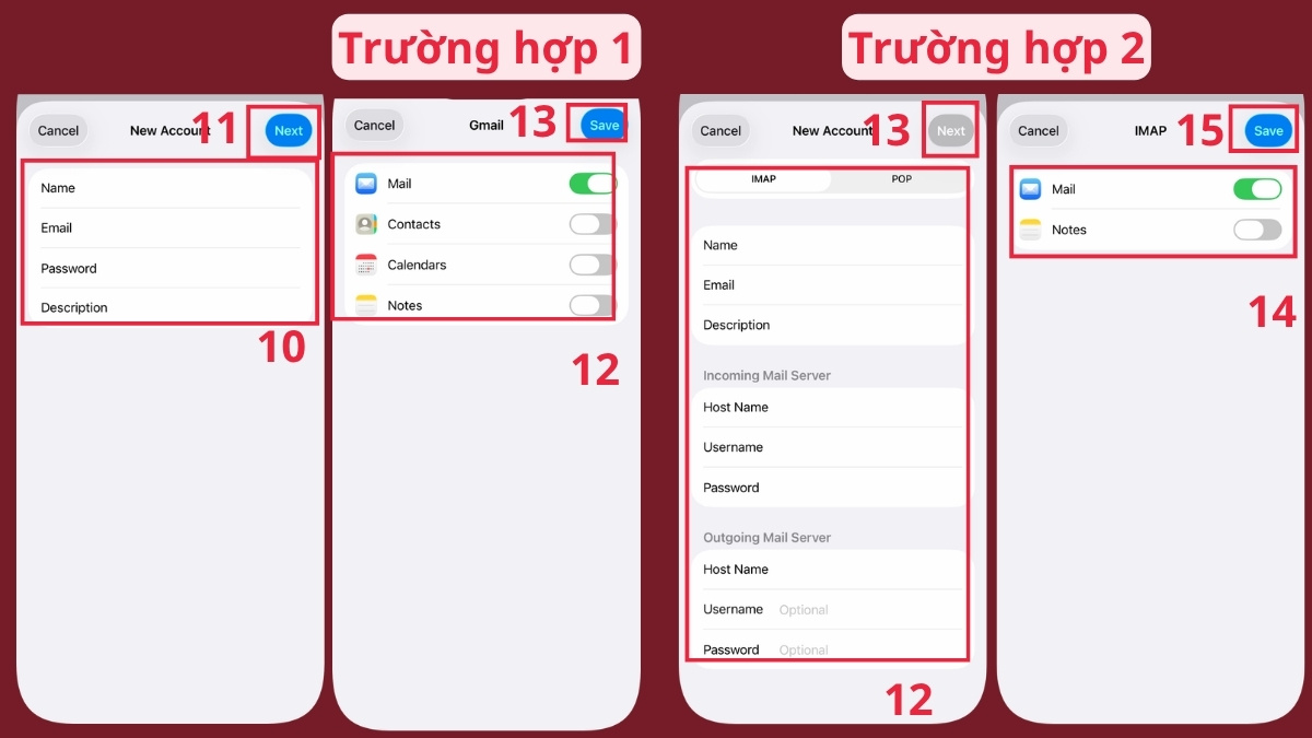 Cài đặt mail Viettel trên điện thoại - Thiết lập thông tin email