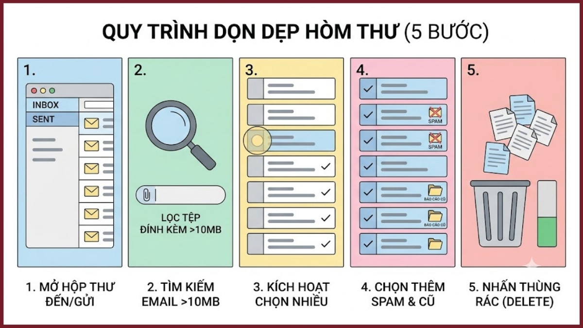 Cài đặt mail Viettel trên điện thoại - Dọn dẹp hòm thư