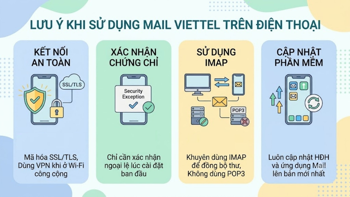 Cài đặt mail Viettel trên điện thoại - Lưu ý khi dùng