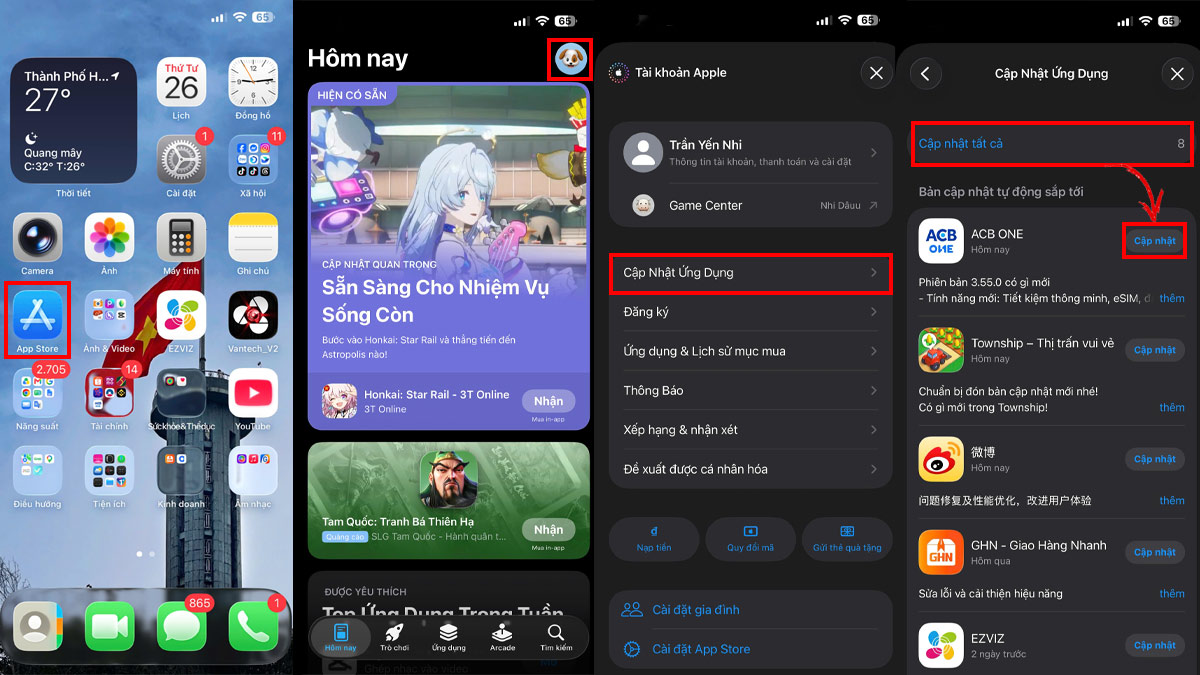 Cập nhật ứng dụng trên iPhone bằng cách thử công