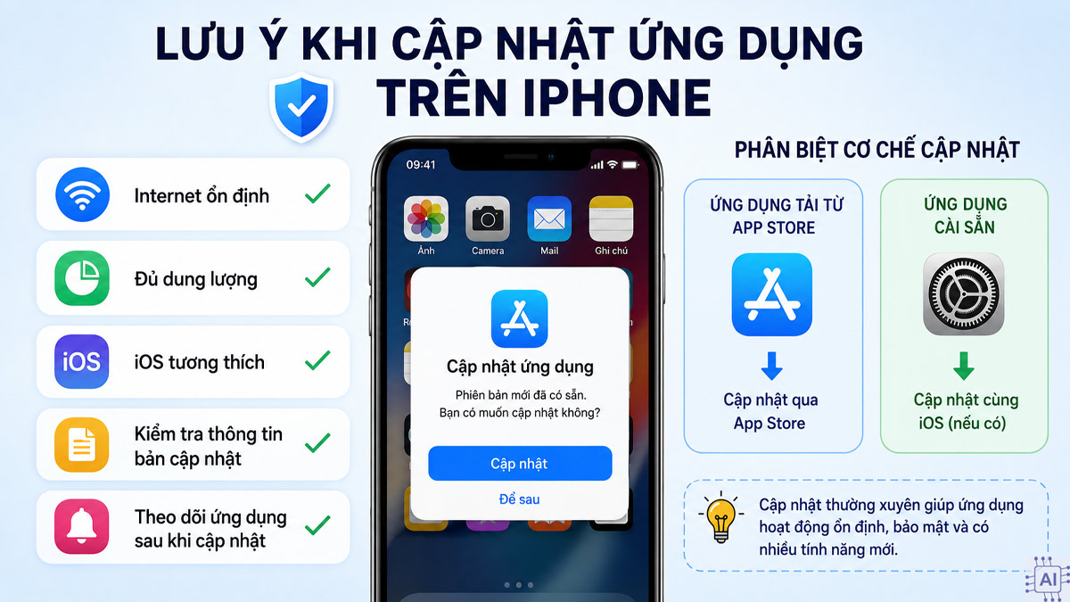 Cập nhật ứng dụng trên iPhone và lưu ý