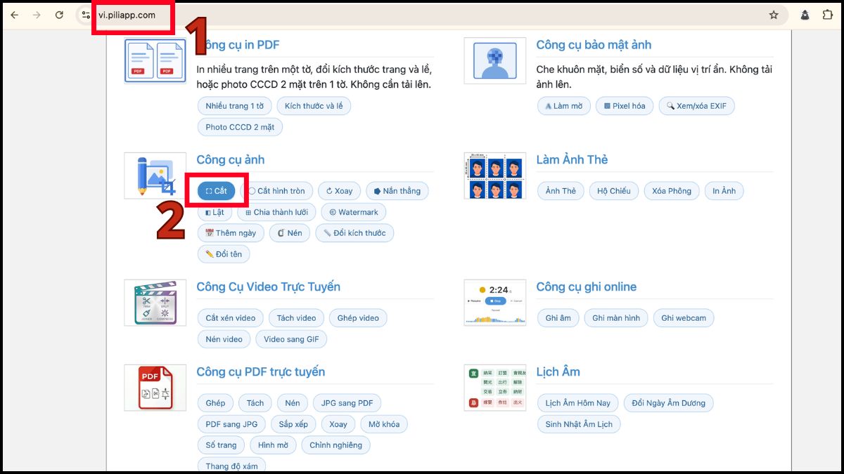 Cắt ảnh hình tròn miễn phí với PhiliApp bước 1, 2