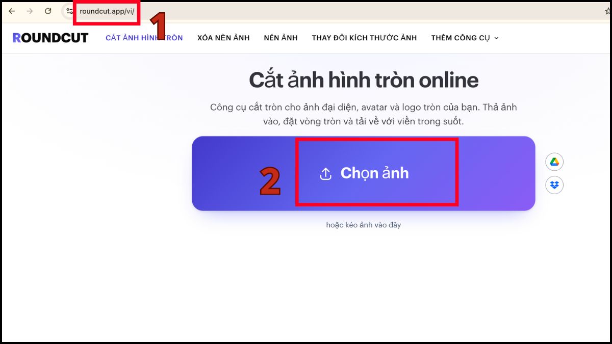 Cắt ảnh hình tròn với RoundCut bước 1, 2