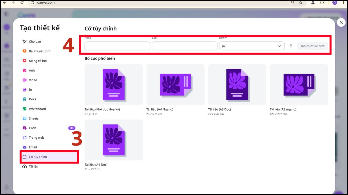 Cắt ảnh hình tròn bằng Canva bước 1-2