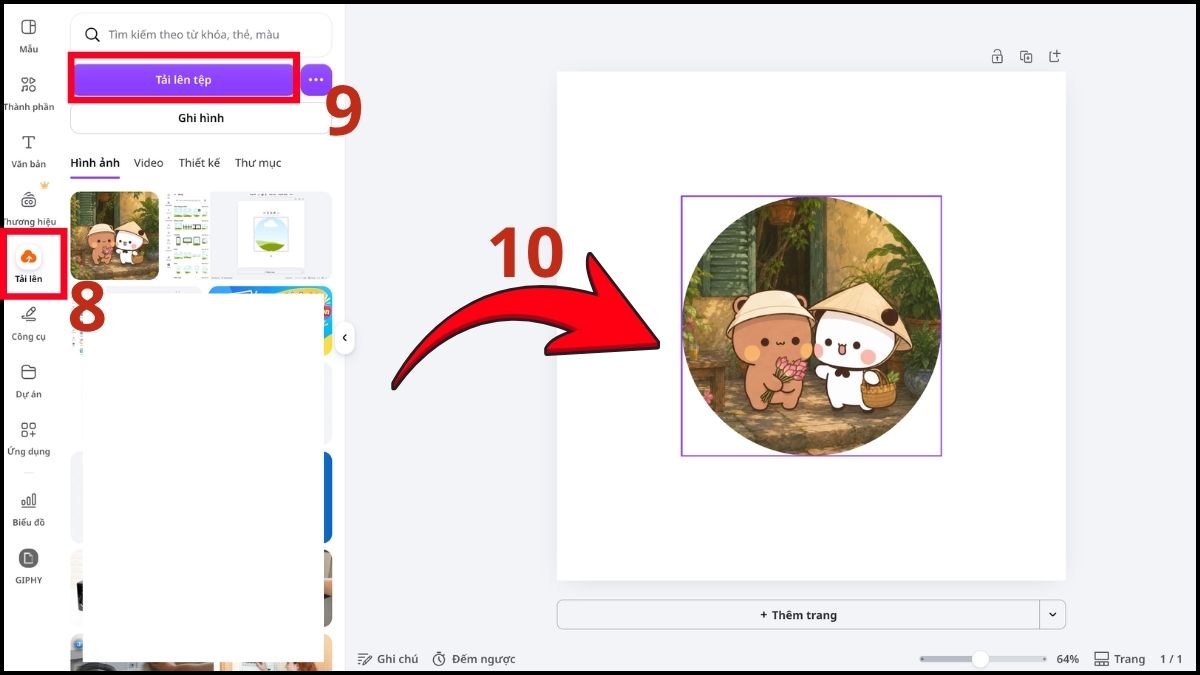 Cắt ảnh hình tròn bằng Canva bước 2-4