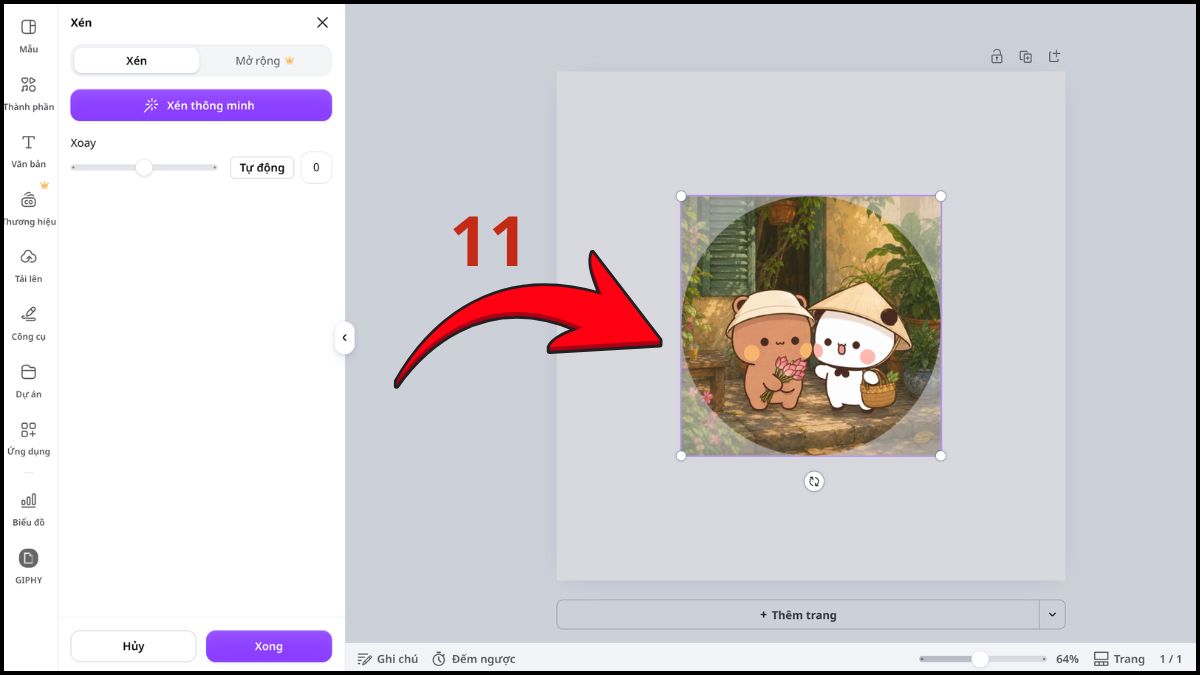 Cắt ảnh hình tròn bằng Canva bước 2-5