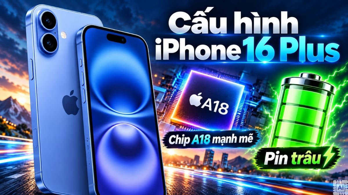 Cấu hình iPhone 16 Plus: Chip A18 mạnh mẽ, pin trâu