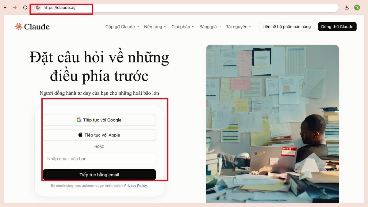 Claude AI có hỗ trợ tiếng Việt không? Cách sử dụng - bước 1