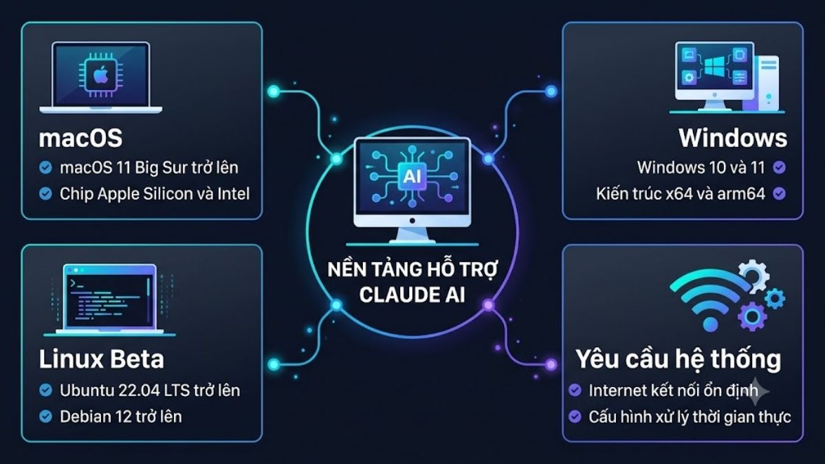 Các nền tảng hỗ trợ sử dụng Claude Destop