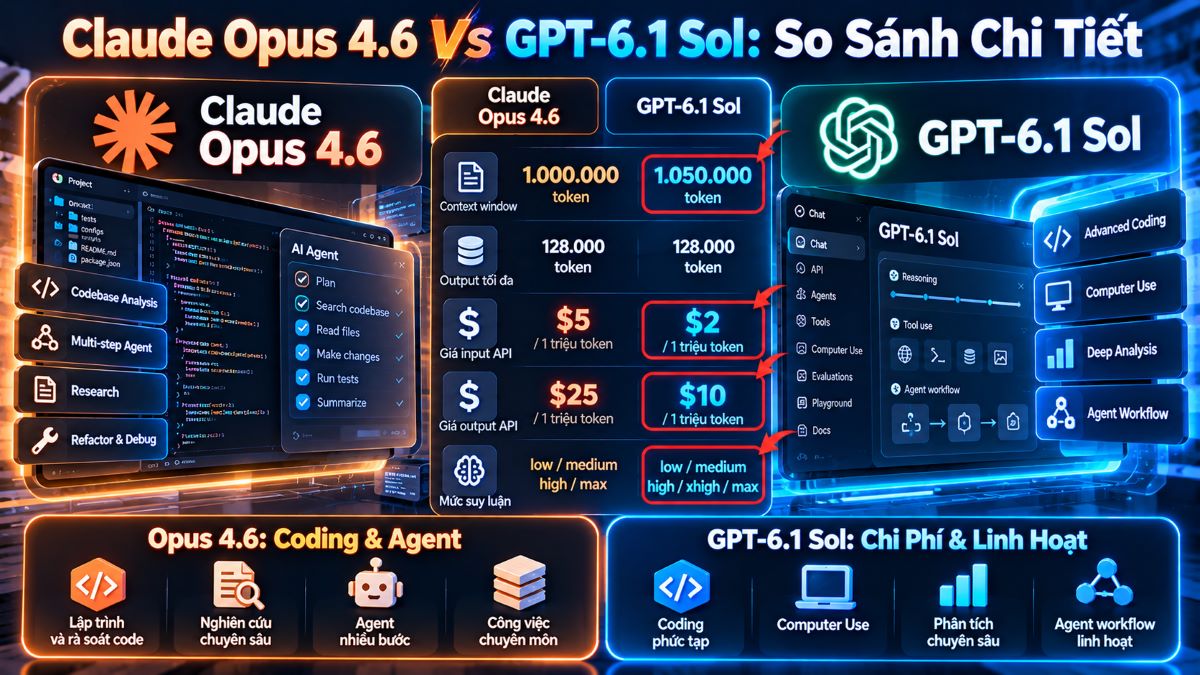 So sánh Claude Opus 4.6 với GPT 6.1 Sol