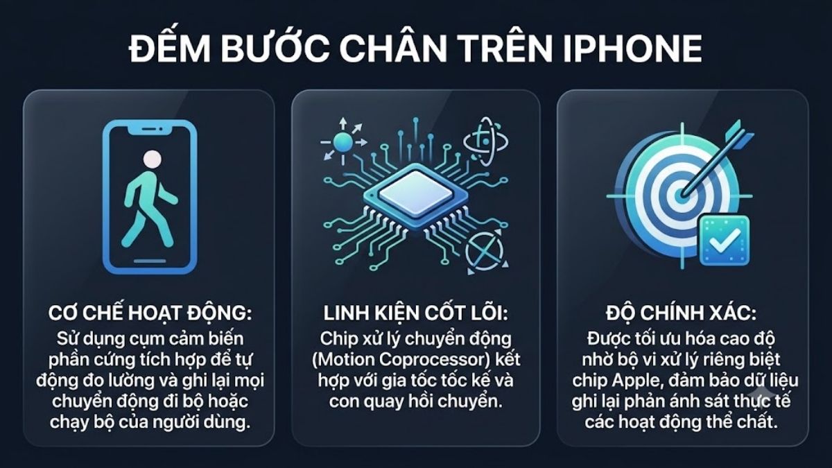 Đếm bước chân trên iPhone đo lường thao tác chạy bộ của người dùng