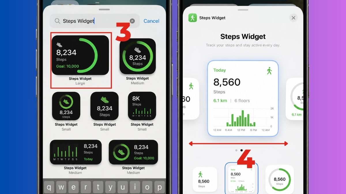 Đếm bước chân trên iPhone - Thêm widget bước 2