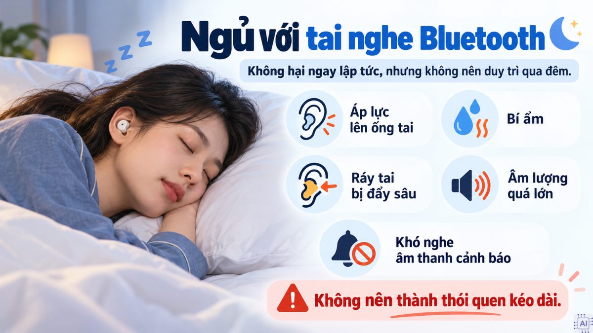 Đeo tai nghe khi ngủ có sao không? Chưa có bằng chứng khoa học xác nhận