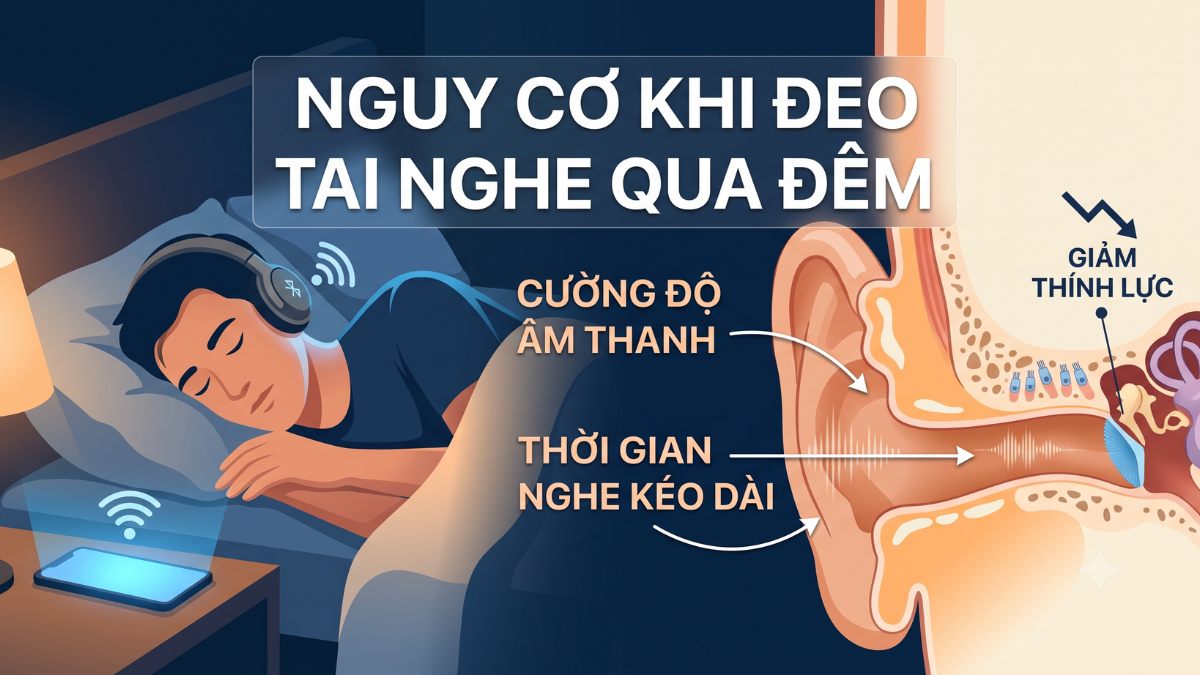 Đeo tai nghe khi ngủ có sao không? Giảm thính lực