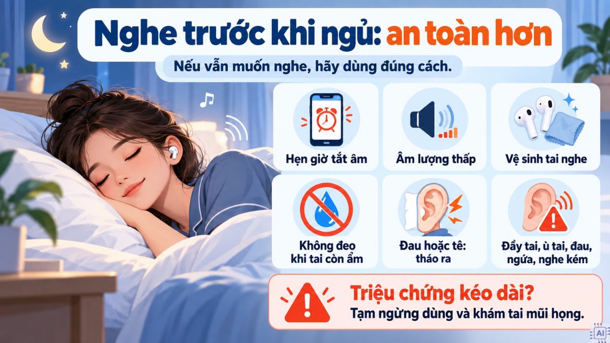 Đeo tai nghe khi ngủ có sao không? Giải pháp hạn chế tác hại