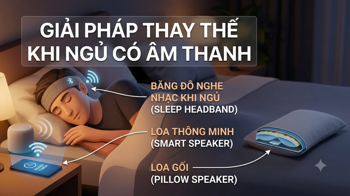 Đeo tai nghe khi ngủ có sao không? Phương án thay thế