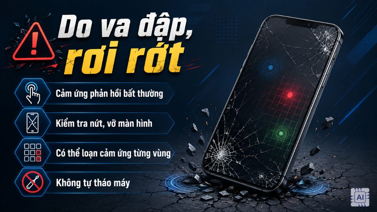 Điện thoại bị loạn cảm ứng do va đập