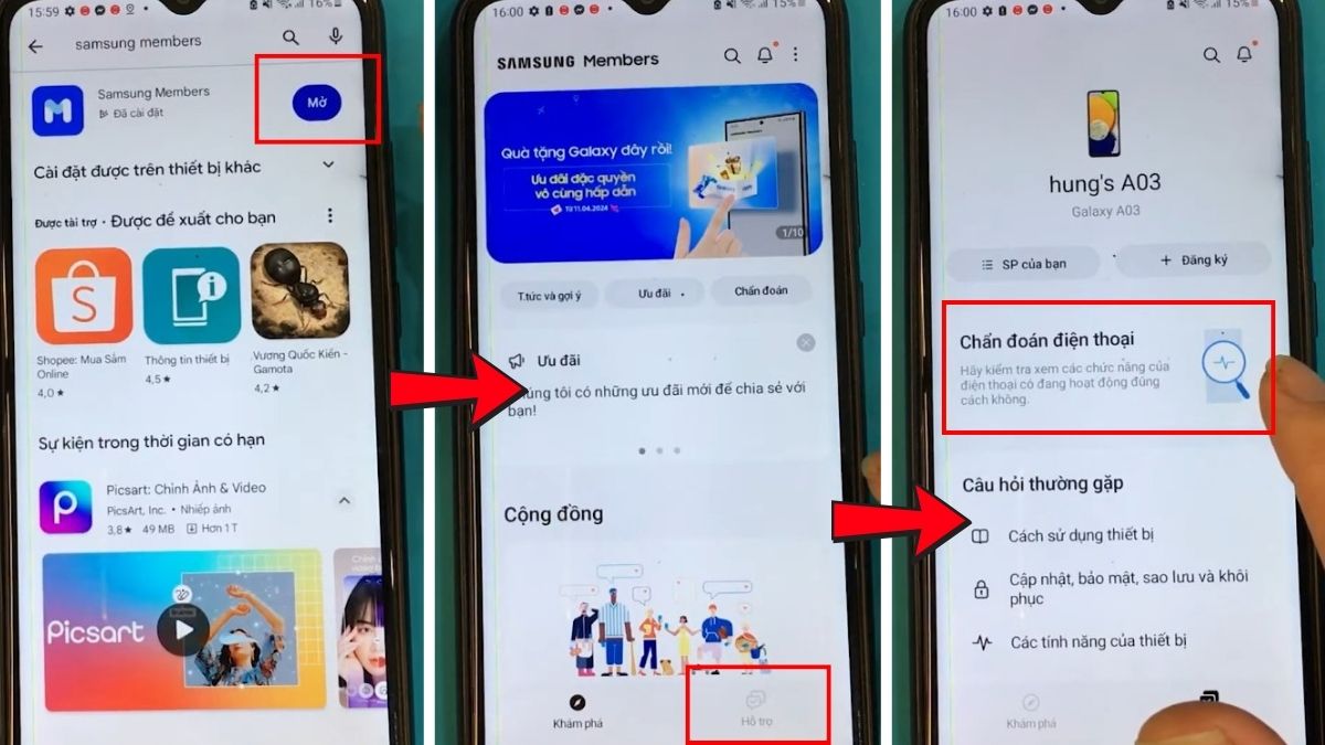Sửa điện thoại bị loạn cảm ứng bằng tính năng chuẩn đoán bước 1, 2, 3