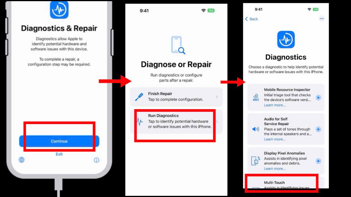 Sửa điện thoại bị loạn cảm ứng bằng tính năng chuẩn đoán cho iPhone bước 4, 5