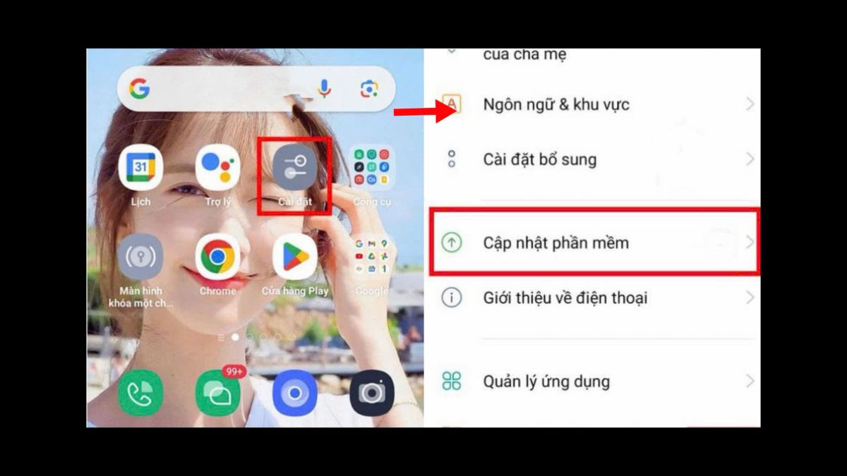 Sửa điện thoại bị loạn cảm ứng bằng cách cập nhật hệ điều hành Android bước 1