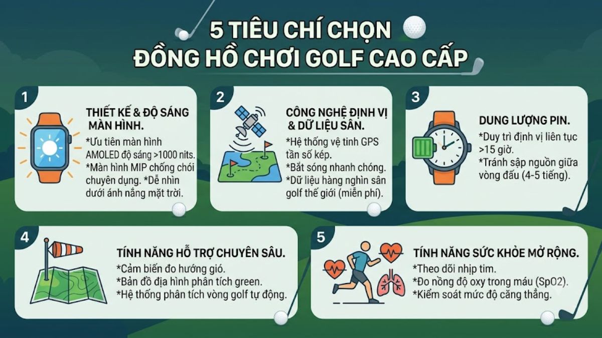 Tiêu chí lựa chọn đồng hồ chơi Golf