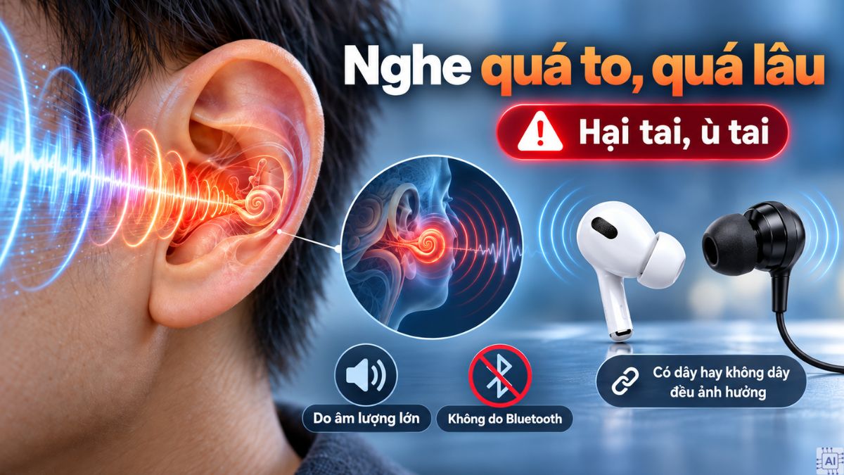 Dùng tai nghe Bluetooth nhiều có hại sức khỏe không? Suy giỉam thính lực