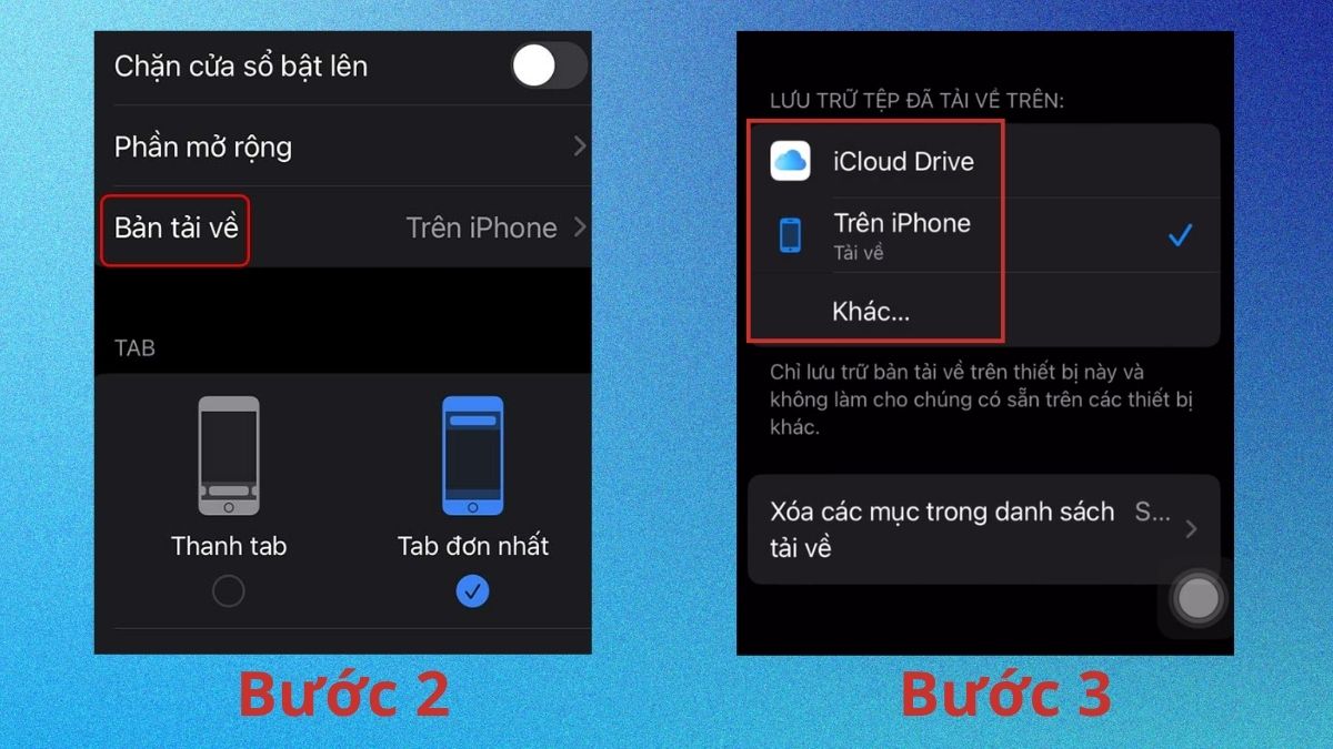 File tải về trên iPhone nằm ở đâu? Đổi vị trí lưu file bước 2, 3