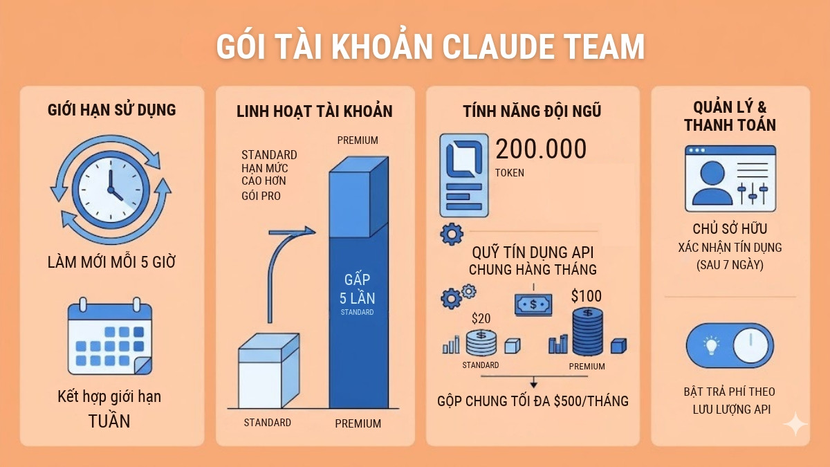 Giới hạn sử dụng Claude Team