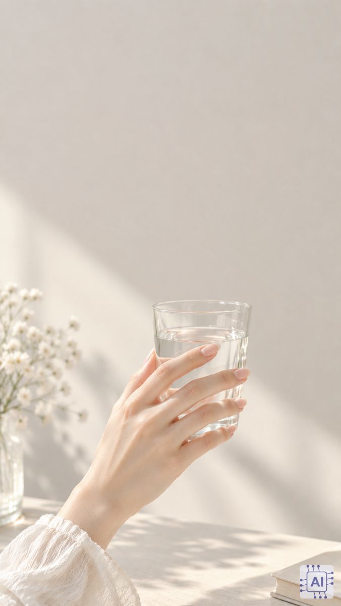 Hình ảnh bàn tay nữ cầm ly nước