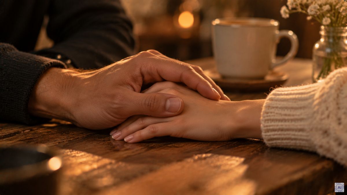Hình ảnh bàn tay cặp đôi đặt trên bàn