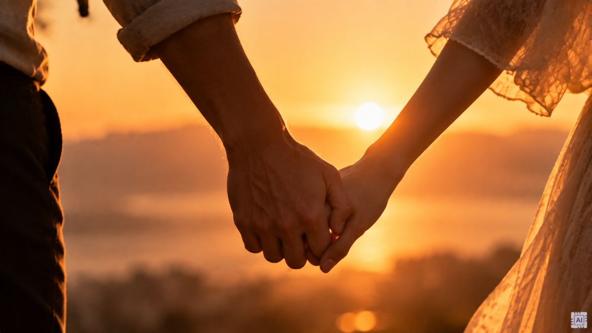 Hình ảnh nắm tay và chiều hoàng hôn