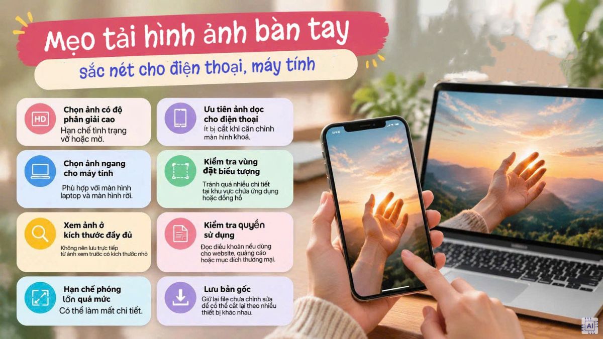 Mẹo tải hình nền bàn tay