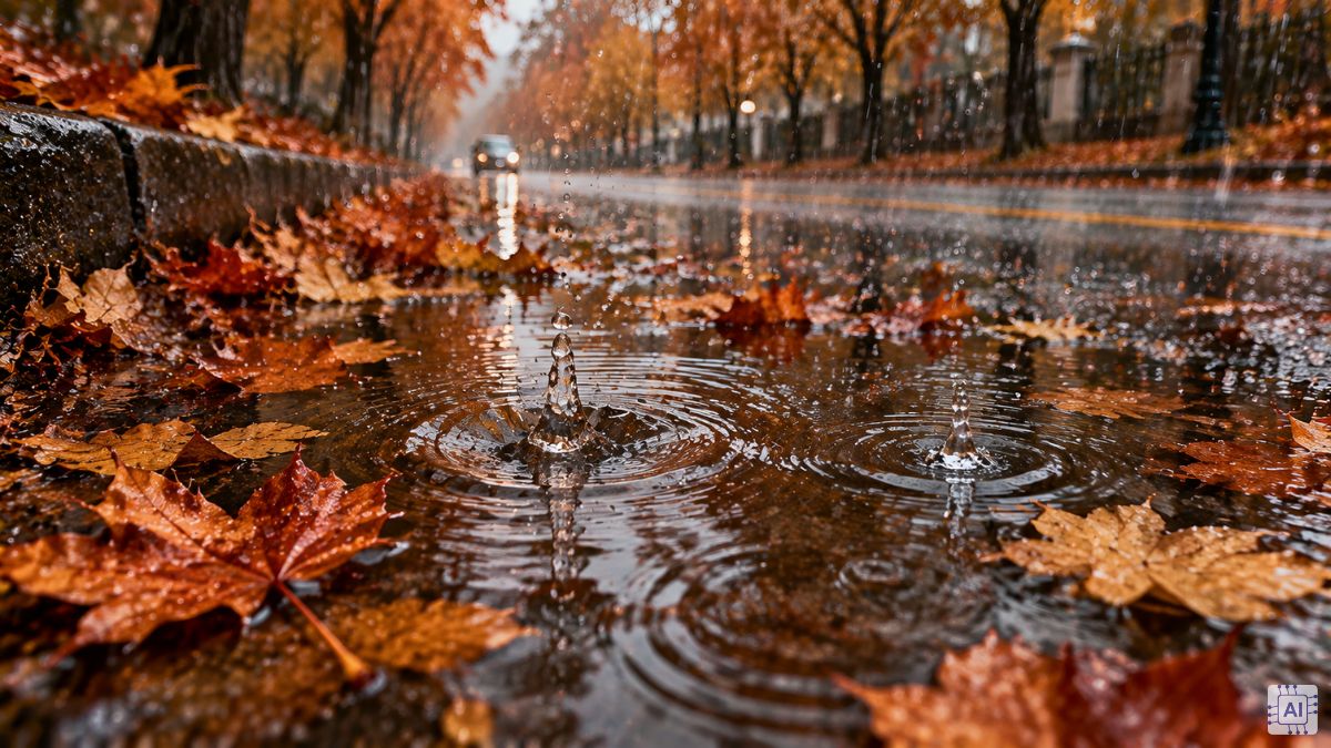 Hình nền mùa thu ngày mưa đẹp