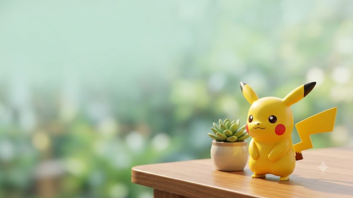 Hình nền Pikachu, đồng hồ và sen đá