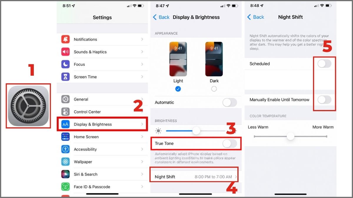 iPhone 13 Pro có bị lỗi màn hình không? Tắt True Tone và Night Shift để khắc phục