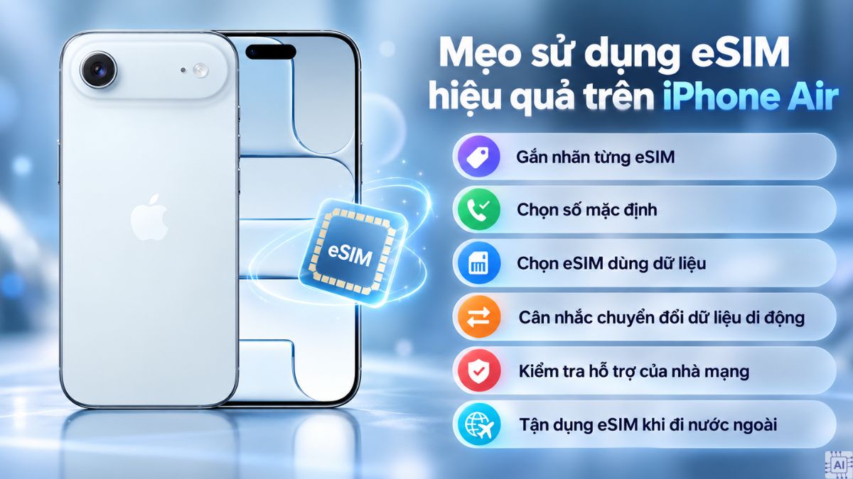 iPhone Air có khe SIM không? Mẹo sử dụng eSIM
